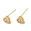 Rack Plating Brass with Cubic Zirconia Heart Stud Earring Findings KK-G488-01G-1
