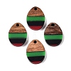 Jamaican Colour Epoxy Resin & Walnut Wood Pendants RESI-N039-122B-1