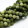 Round Frosted Natural TaiWan Jade Bead Strands G-M248-12mm-02-3