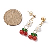 Cherry & Flower Glass Dangle Earrings EJEW-JE06172-01-3