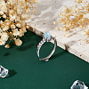 1Pc Adjustable Rhodium Plated 925 Sterling Silver Clear Cubic Zirconia Ring Components STER-DC0001-88-4