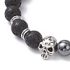 Non-Magnetic Synthetic Hematite & Natural Lava Rock Beads Braided Bead Bracelets BJEW-JB12611-03-3