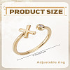 1Pc Brass Micro Pave Clear Cubic Zirconia Open Cuff Rings for Women RJEW-LP0002-37X-2