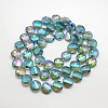 Electroplate Crystal Glass Flat Round Beads Strands EGLA-F062B-02-2