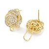 Hollow Flower Brass Micro Pave Cubic Zirconia Stud Earrings Finding KK-E083-04G-2