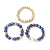 15Pcs 5 Colour Natural Gemstone & Cultured Freshwater Pearl Cuff Rings RJEW-JR01024-3