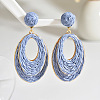 Oval Raffia Dangle Stud Earrings FS-WG8712C-06-1