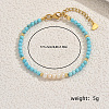 Bohemian Natural Freshwater Pearl and Round Sunthetic Turquoise Beaded Bracelets for Women CW6514-5