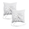 Square Polyester with Plastic Pearl Flower Wedding Finger Ring Display Pillow RDIS-WH0016-24A-1