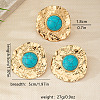 Flat Round Alloy & Synthetic Turquoise Ring & Stud Earring Sets FS-WG73FC1-02-4