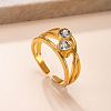 304 Stainless Steel Pave Cubic Zirconia Cuff Open Rings WG5D0C5-01-1