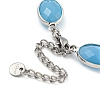 Oval Faceted Glass Link Chain Bracelets BJEW-C059-01B-P-3