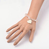 Natural Rose Quartz Charm Bracelets BJEW-JB01964-01-4