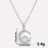 304 Stainless Steel Pave Natural White Shell Crescent Moon Pendant Necklaces ZQ6791-2-1