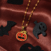 Halloween Witch Hat Pumpkin Stainless Steel Enamel Pendant Dapped Chain Necklaces DD5893-2