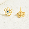 Fashionable Stainless Steel Flower with Evil Eye Stud Earrings GJ3560-4