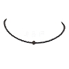 3mm Faceted Round Natural Black Spinel Beaded Necklaces NJEW-JN05126-2