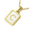 Ion Plating(IP) Rectangle with Initial Letter 304 Stainless Steel Pendant Necklace NJEW-R265-04G-C-1
