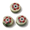 Flat Round Handmade Floral Porcelain Beads PR-CBA03B0-02D-1