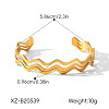 304 Stainless Steel Wavy 3-Line Cuff Bangles for Women WGF7EC5-01-6