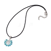 Natural Apatite & Glass Seed Beads Pendant Necklaces NJEW-MZ00050-02-4