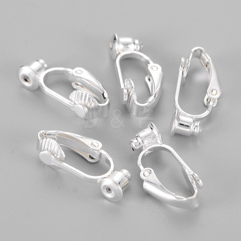 Wholesale Brass Clip-on Earring Findings, Silver Color, Nickel Free ...