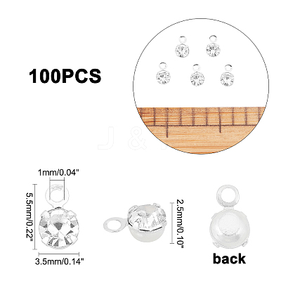100Pcs Brass Crystal Rhinestone Charms KK-PH0003-81-1