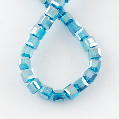 Electroplate Glass Beads Strands X-EGLA-R030-4x4mm-14-1