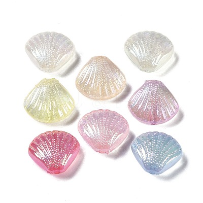 UV Plated Iridescent & Luminous Transparent Acrylic Beads OACR-G033-06F-1