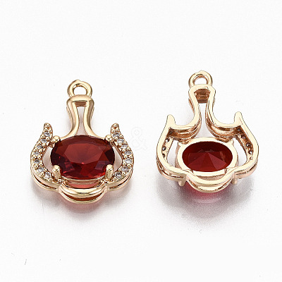 Brass Glass Rhinestone Pendants GLAA-S179-29B-RS-1