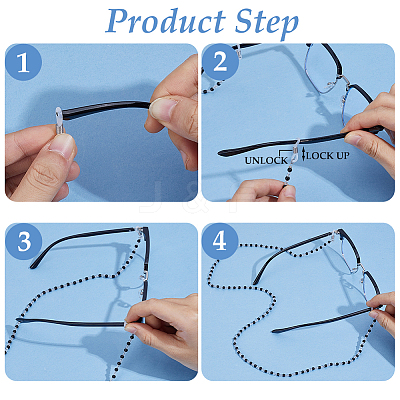 3Pcs 3 Colors Plastic Pearl & Glass Bead Strap for Eyeglasses AJEW-CY0002-18-1