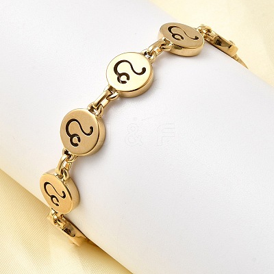 12 Constellations 304 Stainless Steel Link Chain Bracelets BJEW-I239-01G-12-1