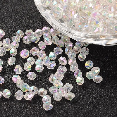 Bicone AB Color Plated Eco-Friendly Transparent Acrylic Beads TACR-A003-6mm-22-1