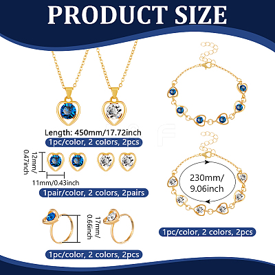 Glass Heart Jewelry Set SJEW-HY0001-13A-1