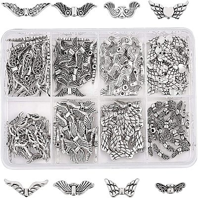 Vintage Tibetan Alloy beads Antique Silver Plated Wing Charm Beads Spacer Jewelry Findings TIBEB-PH0002-01-1