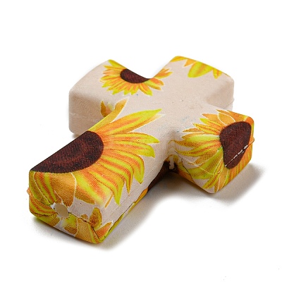 Cross with Flower Silicone Focal Beads SIL-G006-02A-1