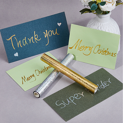 2 Rolls 2 Colors PET Stamping Hot Foil Paper DIY-FH0007-24A-1