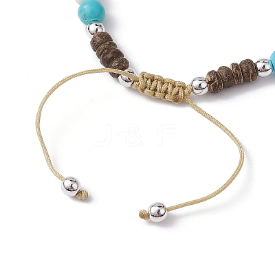 Starfish & Tortoise Synthetic Turquoise Braided Bead Anklets AJEW-AN00564-02-1