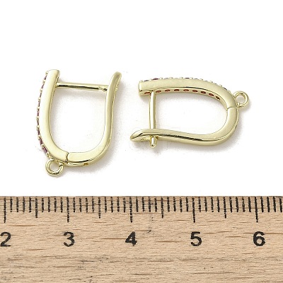 Brass Micro Pave Cubic Zirconia Hoop Earring Findings KK-C048-11G-1