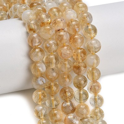 Heated Natural Citrine Beads Strands G-C293-A03-8mm-1