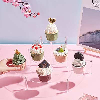 3-Tier Acrylic Semicircle Dessert Display Risers ODIS-WH0329-39-1