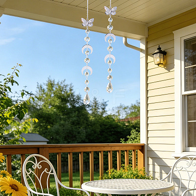 2Pcs Glass Teardrop Window Hanging Suncatchers HJEW-TADJ0019-1