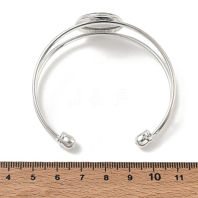 Natural Abalone Shell Paua Shell Flat Round Brass Open Cuff Bangles BJEW-JB14484-1