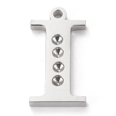 Tarnish Resistant 304 Stainless Steel Letter Pendant Rhinestone Settings STAS-J028-01I-1
