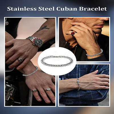 1Pc 304 Stainless Steel Cuban Link Chains Bracelets for Men & Women BJEW-LP0001-13B-P-1