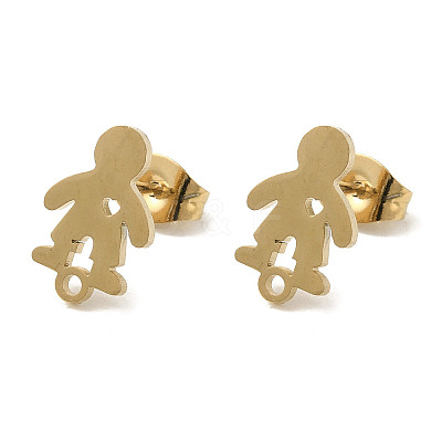 Ion Plating(IP) 304 Stainless Steel Stud Earring Findings STAS-I206-62G-1