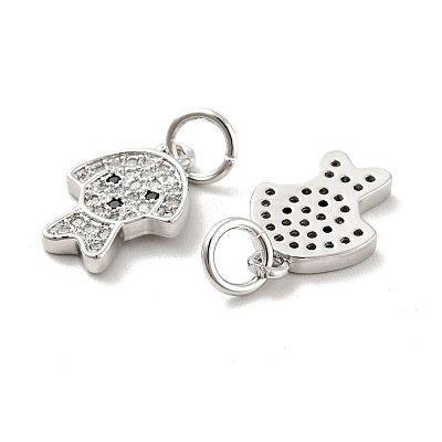 Dog Brass Micro Pave Clear Cubic Zirconia Charms KK-G425-14P-1
