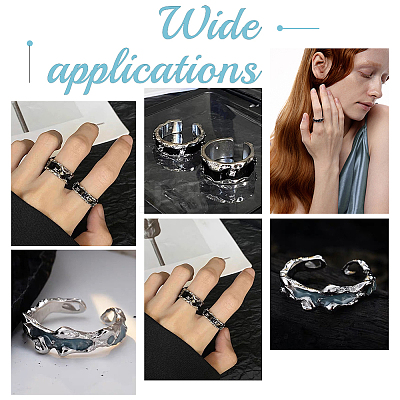5Pcs Brass Wave Open Cuff Ring for Women RJEW-UN0002-33P-1