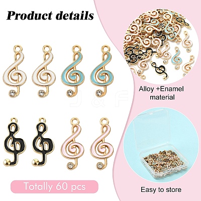 60Pcs 4 Colors Alloy Enamel Pendants ENAM-YW0005-58-1