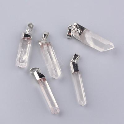 Electroplate Natural Quartz Pendants G-Q481-73P-1